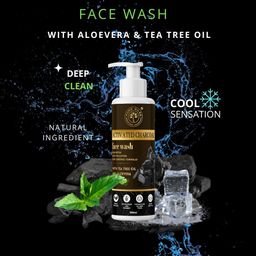 Puro Miles Set Of 3 Activated Charcoal Face Wash With Tea Tree Oil - 100 ml Each image 3
