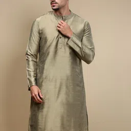 WHITE HEART Band Collar Straight Kurta-image-69
