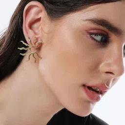 SOHI Sol Gold-Plated Contemporary Drop Earrings-46