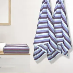 Myntra Elegant Homes Violet & White 4 Striped Cotton 150 GSM Bath Towel-image-97