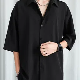 StyleCast Men Spread Collar Solid Cotton Casual Shirt-image-41
