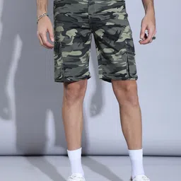 Hence Men Camouflage Printed Mid-Rise Cargo Shorts-image-47