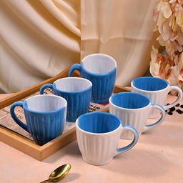 Storepedia Blue & White Solid Ceramic Matte Cups Set of Cups and Mugs-43
