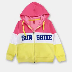 Here&Now X Game Begins Girls Colourblocked Hooded Cotton Sweatshirt-image-7