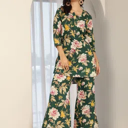 KIMAYRA Women Floral Printed Regular Pure Cotton Kurti with Palazzos-picture-41