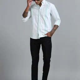 HOUSE OF MAHNOTS Men Comfort Relaxed Fit Vertical Striped Cotton Casual Shirt-image-22