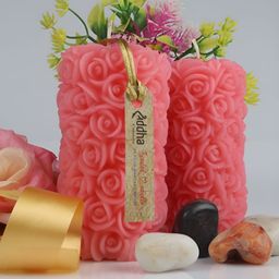 Shraddha Creation Unisex Pink 2 pieces Pillar Candle-32