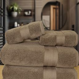 Myntra Elegant Homes Brown 4 Piece Cotton 600 GSM Towel Set-image-74