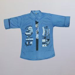 FASHION GRAB Boys Classic Fit Typography Printed Spread Collar Cotton Casual Shirt-image-86