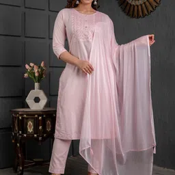 Meeranshi Women Ethnic Motifs Embroidered Sequinned Pure Cotton Kurta Set With Dupatta-17