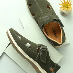 Vellinto Men Round toe Velcro Comfort Sandals-image-29