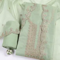 Meena Bazaar Floral Embroidered Thread Work Unstitched Dress Material-image-38
