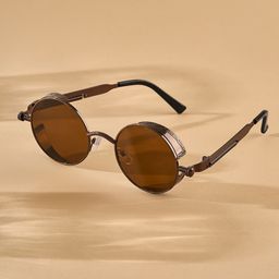 JOKER & WITCH Unisex UV Protected Rhombus Vintage Steampunk Round Sunglasses JWSG261-18