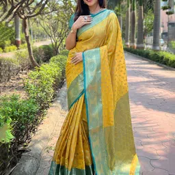 all about you Ethnic Motifs Woven Design Zari Pure Silk Kanjeevaram Saree-image-97