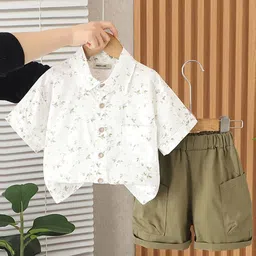 INCLUD Boys Floral Printed Short Sleeves Shirt With Shorts-image-94
