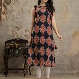 Stylum Women Ethnic Motifs Printed Mirror Work Lace Frills Kurta-image-26