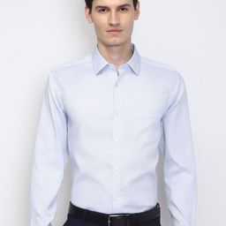 Peter England Elite Men Spread Collar Textured Cotton Formal Shirt-picture-12