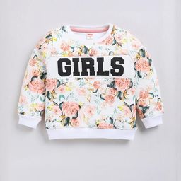 Hopscotch Girls Floral Printed Round Neck Long Sleeves Cotton Sweatshirt-picture-42