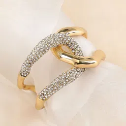 SOHI The Opposta Gold-Plated Stones Studded Cuff Bracelet-7