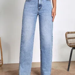TYFFYN Women Classic Wide Leg High-Rise Highly Distressed Heavy Fade Stretchable Jeans-picture-41