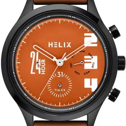 Helix Men Printed Brass Dial & Leather Straps Analogue Multi Function Watch TW003HG27 image 5