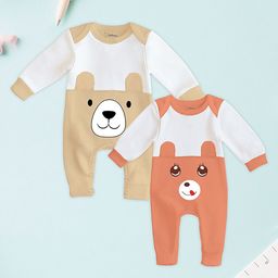 Kidbea Infants Pack Of 2 Pure Organic Cotton Rompers-image-29