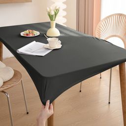 HOKIPO Grey Waterproof Non-Slip Stretch Fit 6-Seater Rectangle Table Cover-44
