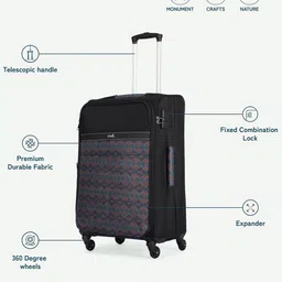 ZOUK Avasa Printed Soft-Sided Cabin Trolley Bag image 4