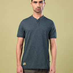 Technosport Men Henley Neck Monochrome UPF50 Pockets Slim Fit T-shirt-image-69