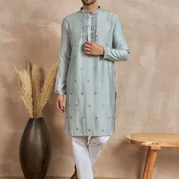 Anouk Geometric Embroidered Mandarin Collar Straight Kurta-image-47