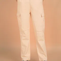 MONTREZ Women Relaxed Fit Mid-Rise Cargos Trousers-picture-4