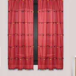 Dekor World Multicoloured Set of 2 Embellished Sheer Window Curtain-5