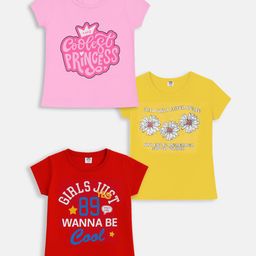 Here&Now X Game Begins Pack of 3 Girls Typography Printed T-shirt-picture-7