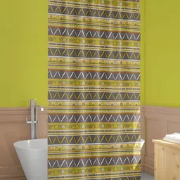 ArtzFolio Green & Black Geometric Printed Waterproof Shower Curtains-image-77