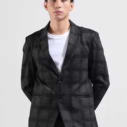 The Indian Garage Co. X Luxe Checked Comfort-Fit Single Breasted Blazer-picture-54