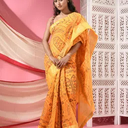 TANTLOOM Kalamkari Printed Zari Bandhani Saree-picture-17