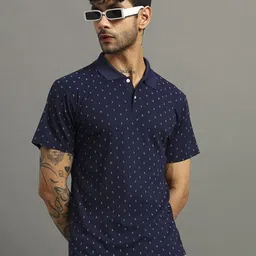 Nins Moda Men Geometric Printed Polo Collar T-shirt-image-86