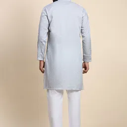 Pro-Ethic STYLE DEVELOPER Men Printed Angrakha Sequinned Pure Cotton Kurta with Pyjamas image 5