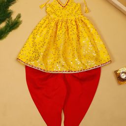 SAKA DESIGNS Girls Floral Printed Regular Kurta with Dhoti Pants-picture-58