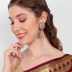 Manuvi Jewels Women Red Earrings-0
