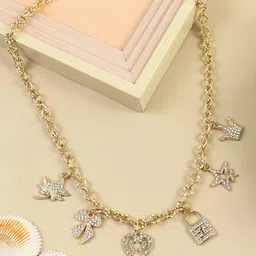 Asthetika Kids Girls Artificail Stones Studded Minimal Necklace-11