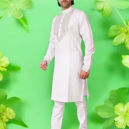 Atly Men Yoke Design Regular Mirror Work Kurta with Pyjamas image 5