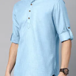 Fifth U Men Turquoise Blue Kurta-image-42