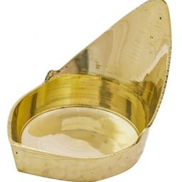 Exotic India Gold Toned Brass Wick Puja Diya-image-69