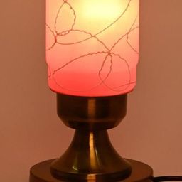 SOMIL Pink Printed Glass Cylindrical Shaped Table Lamp-image-55