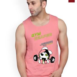 SLOWLORIS Pack Of 2 Printed Scoop Neck Sleeveless Cotton Gym Vests-picture-35