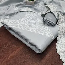 LeeliPeeri Designer Floral Embroidered Thread Work Unstitched Dress Material-image-40