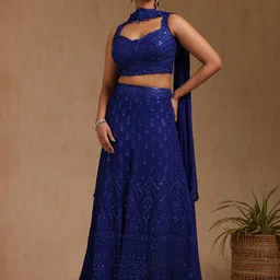 Soch Floral Embroidered Sequinned Ready to Wear Lehenga & Blouse With Dupatta-picture-30