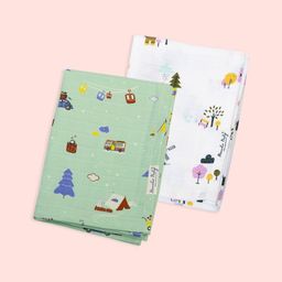 Honcho Baby White & Green 2 Piece Printed Cotton 250 GSM Towel Set-picture-21