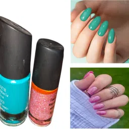 NAIL POLISH AMAZING LONG LASTING FABULOUS FOR BEAUTY OF NAILS GREEN AND PINK-11